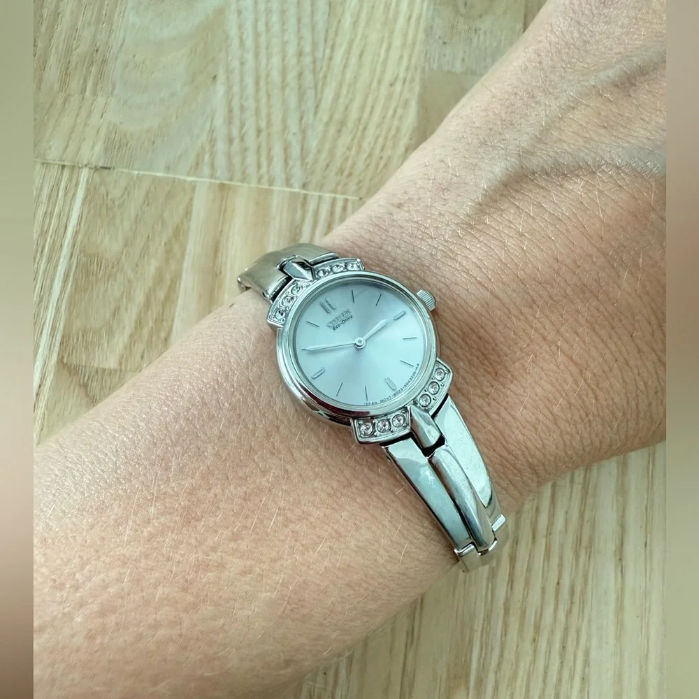 Citizen eco-drive ladies silver tone dress watch